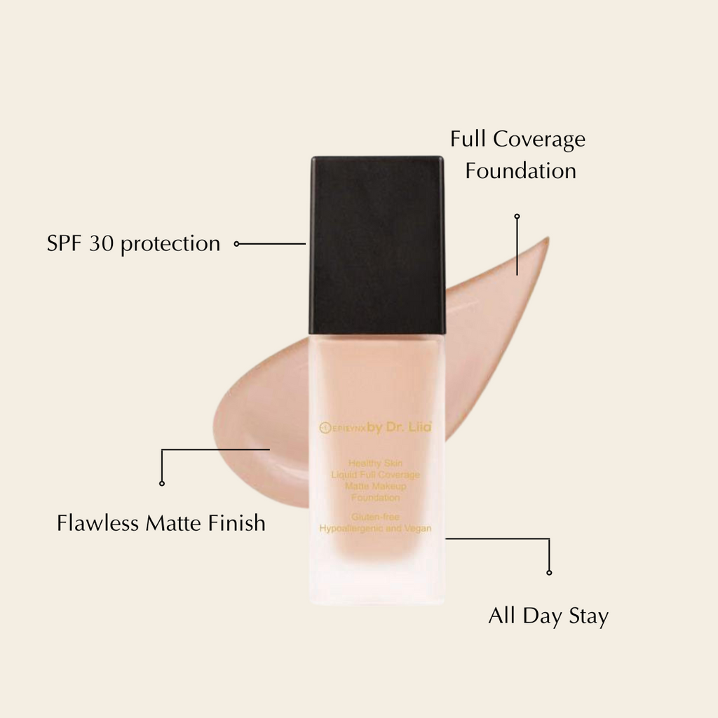 Gluten-Free Matte Foundation with SPF 30 – Nut-Free, Vegan, Full Coverage & Hydrating