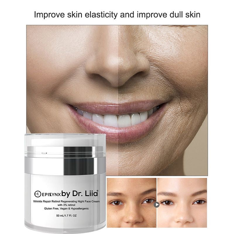 Gluten-Free Retinol Night Cream – Nut-Free, Vegan Wrinkle Repair & Regenerating