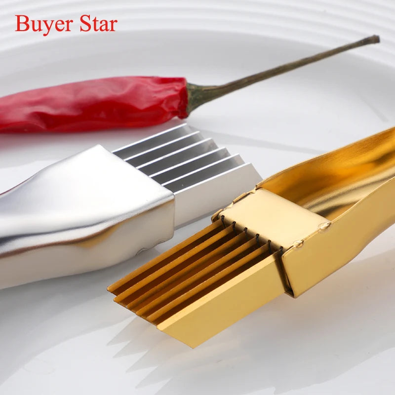 Chef essential stainless steel vegetable cutter kitchen gadgets ware Gold manual metal onion garlic diced knife tools tableware