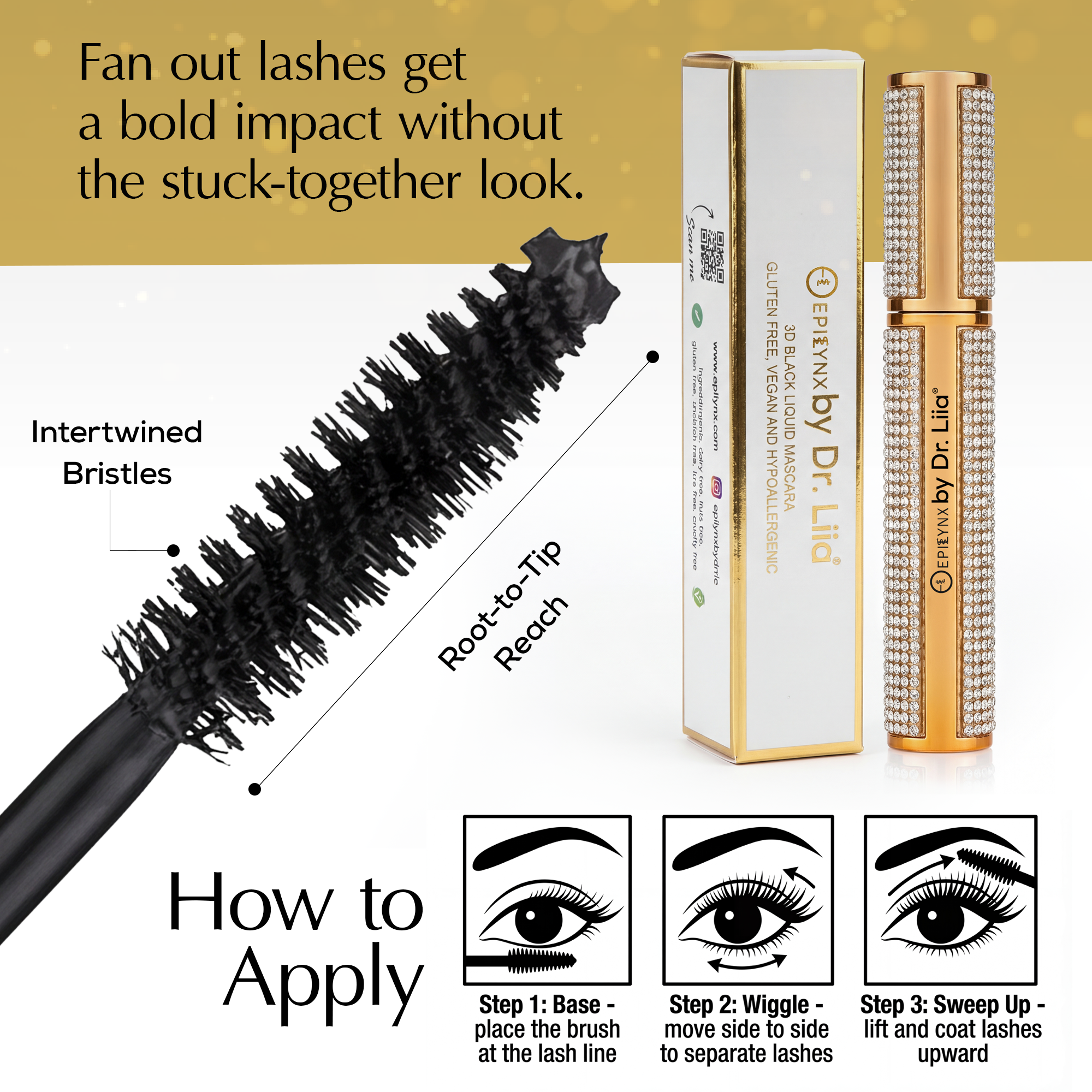 Gluten-Free Mascara, Black & Blue – Nut-Free, Vegan Mega Volume for Sensitive Eyes