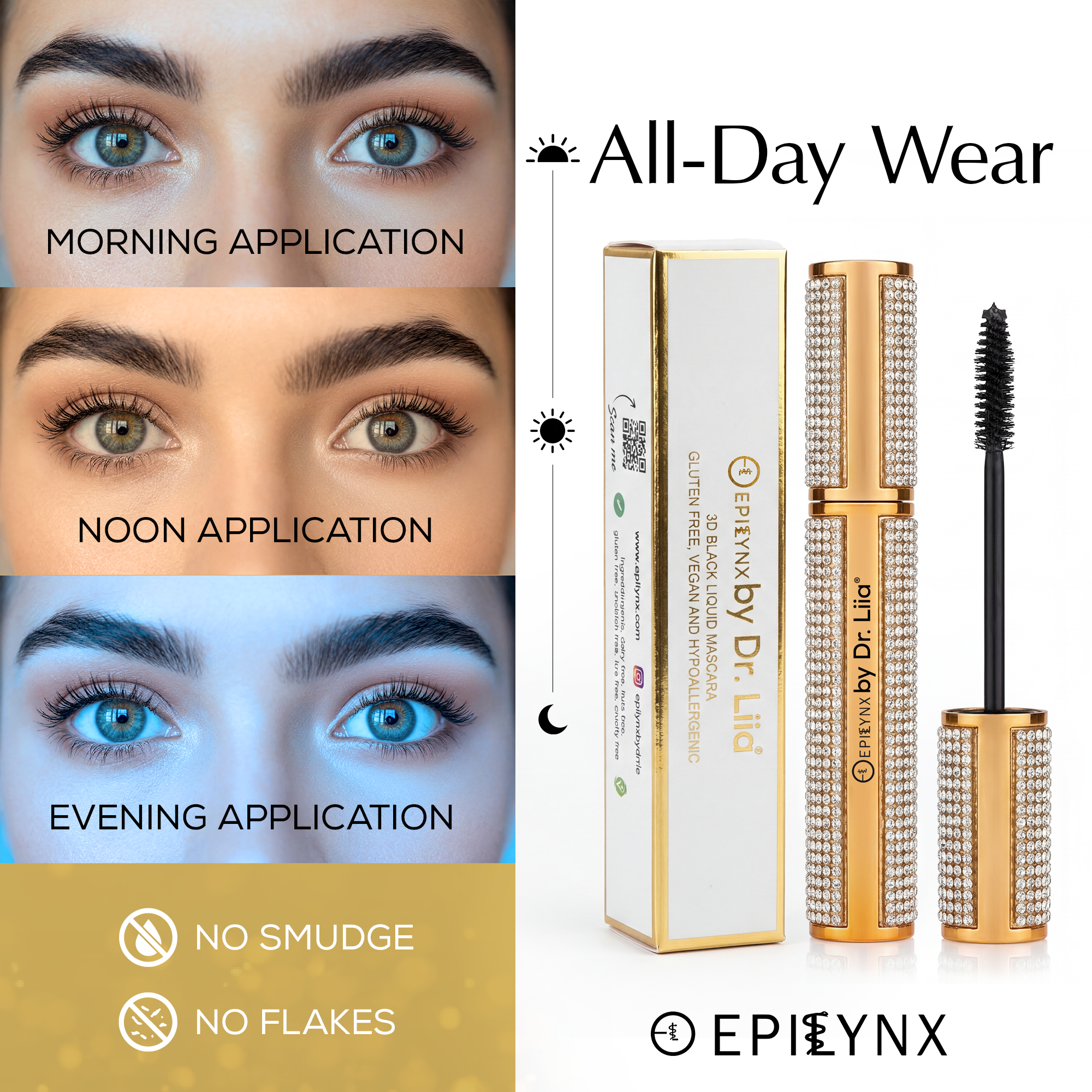Gluten-Free Mascara, Black & Blue – Nut-Free, Vegan Mega Volume for Sensitive Eyes