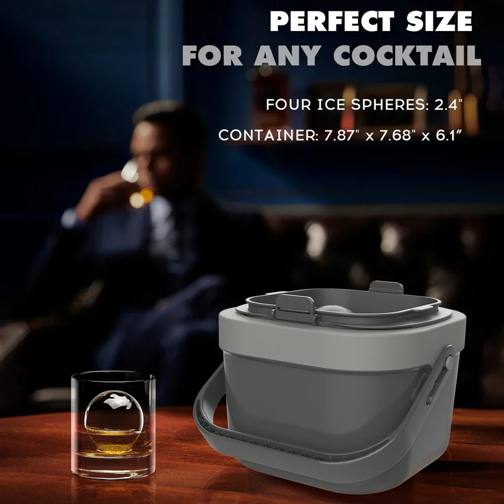 Clear Ice Cube Maker Ice Tray 4 Large Balls Bartender-Quality Ice Mold Easy-to-Remove Sphere Silicone Mold Kitchen Gadgets