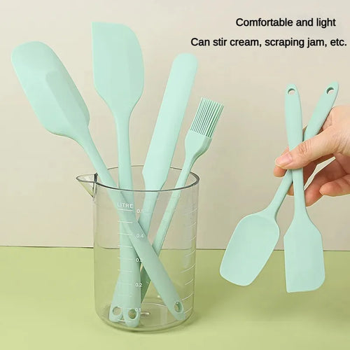 6pc Silicone Spatula set for baking-cake frosting kit with brush, non-stick scrapers & cream spreads |   cute kitchen gadgets