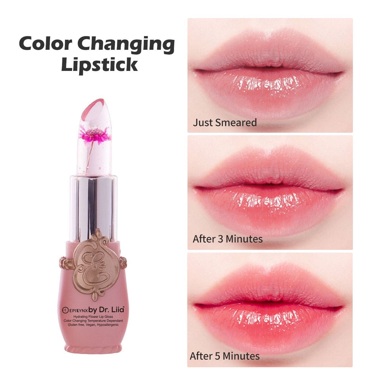 Gluten-Free Color-Changing Flower Lip Gloss – Nut-Free, Vegan & Hydrating