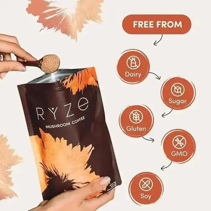 RYZE Mushroom Coffee – Premium Organic Mushroom Coffee Blend with Adaptogens for Focus, Energy & Immunity